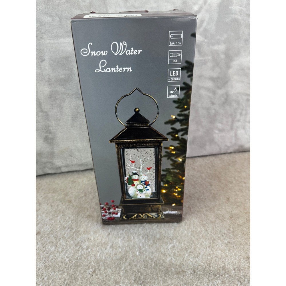 WJL Snow Water Lantern Christmas Santa Music LED USB Battery WDL-1971 Bronze